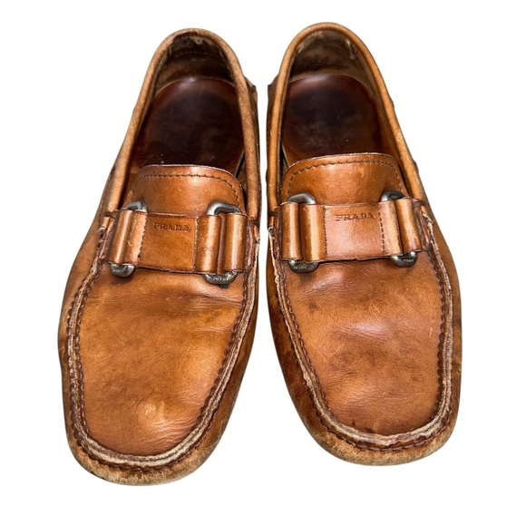 Prada Tan Leather Loafers size 7 main image 6